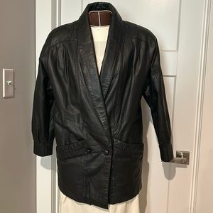Vintage Women’s Black Leather Wilson Coat Size Medium 1980”s
